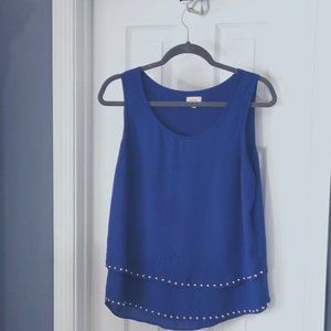 Royal Blue sleeveless blouse with silver studs